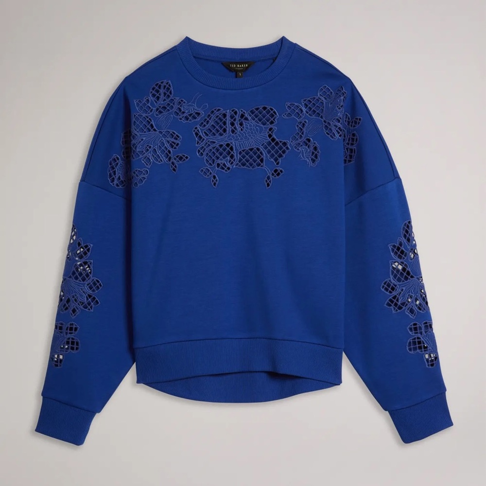 ❤️❤️❤️ TED BAKER FLLO LASER CUT SWEAT DARK BLUE SIZE 3 OR XL❤️❤️❤️ - Picture 6 of 12